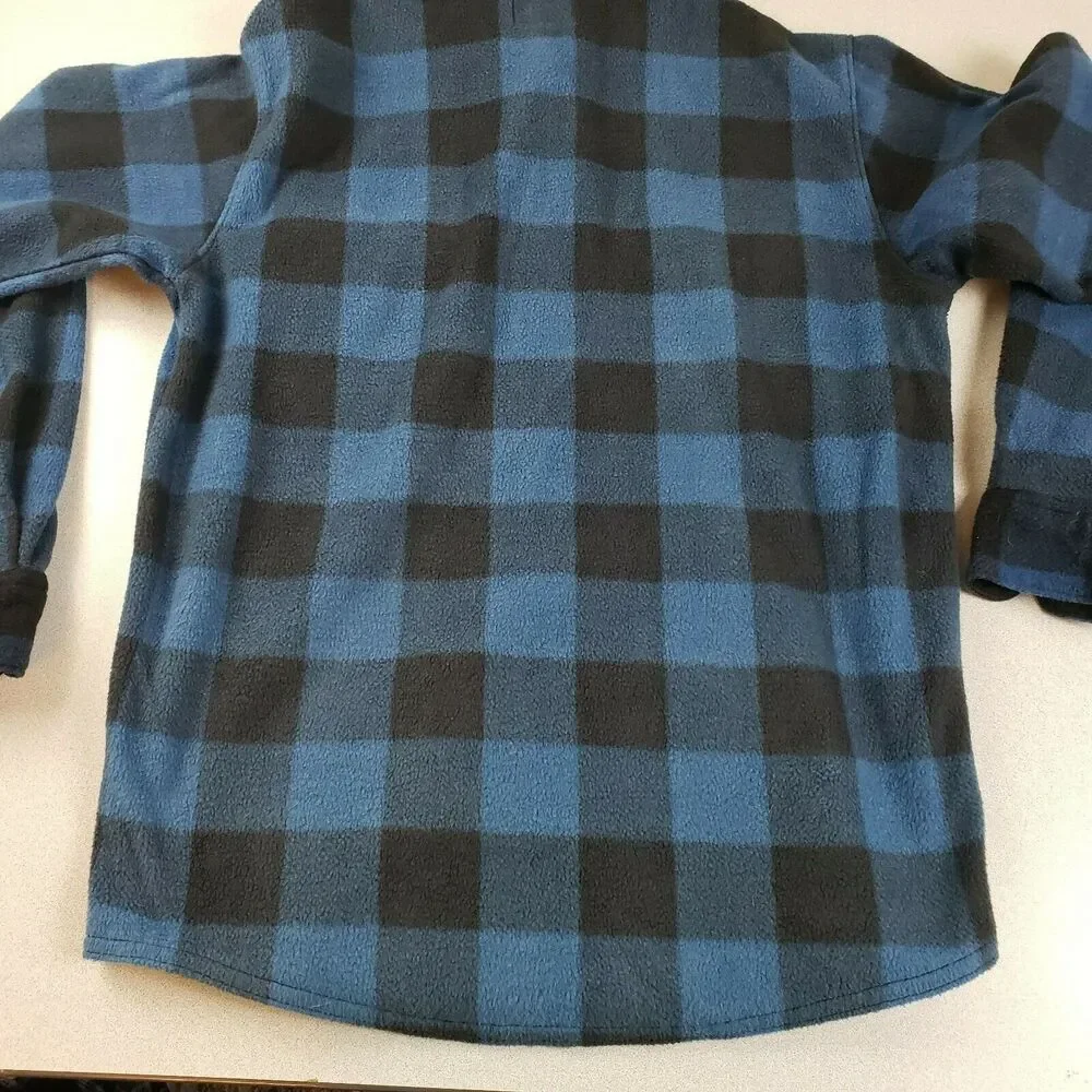 Wrangler Mens Blue Black Long Sleeves Button Front Collared‎ Shacket Size Small